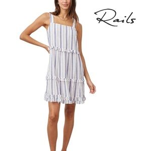Rails Sandy Dress Linen Tahiti Stripe ParallelRuffles Layers Flowy Tiered Skirt